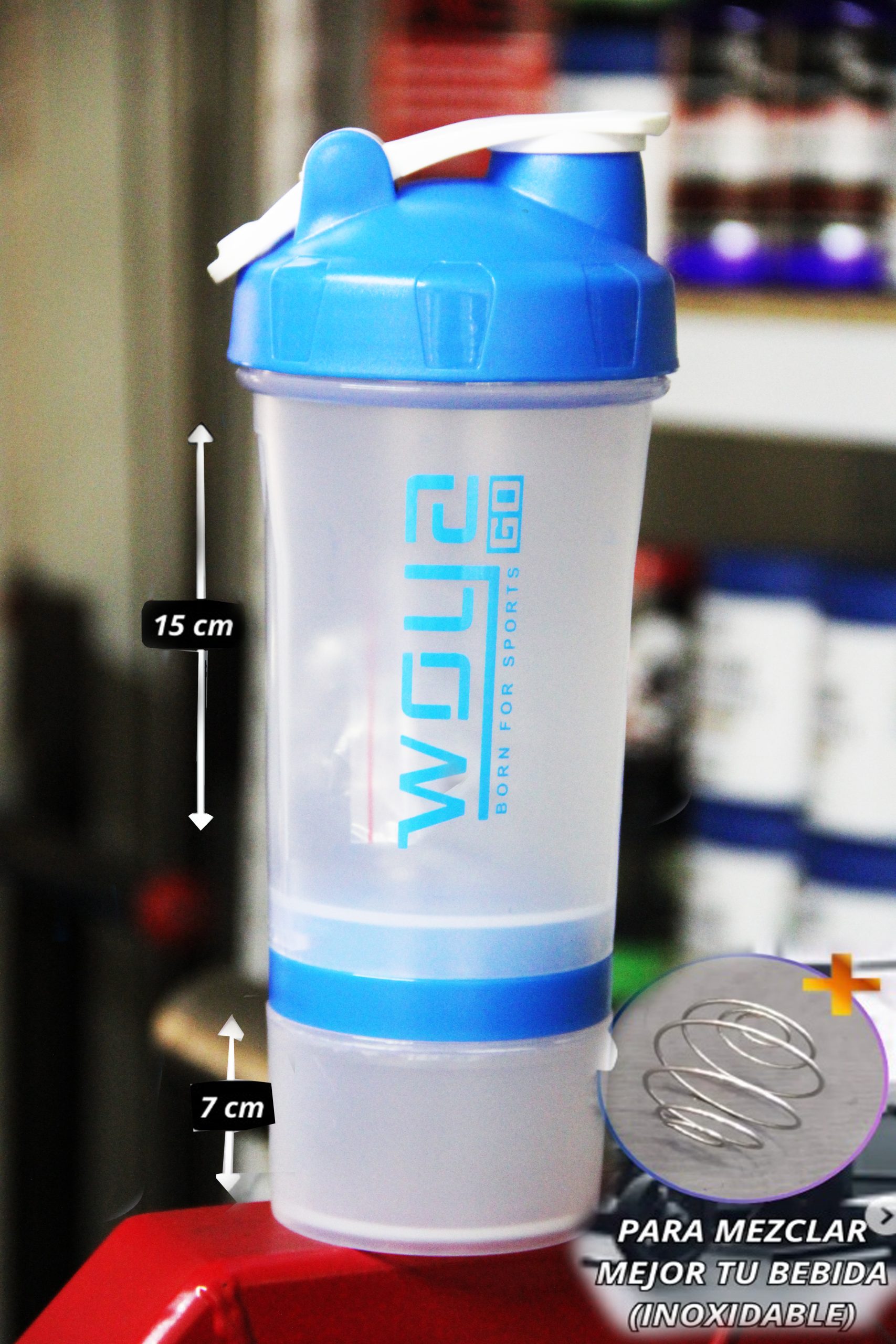 Shakers 500 ml con porta proteina y batidor de acero inoxidable - Imagen 4