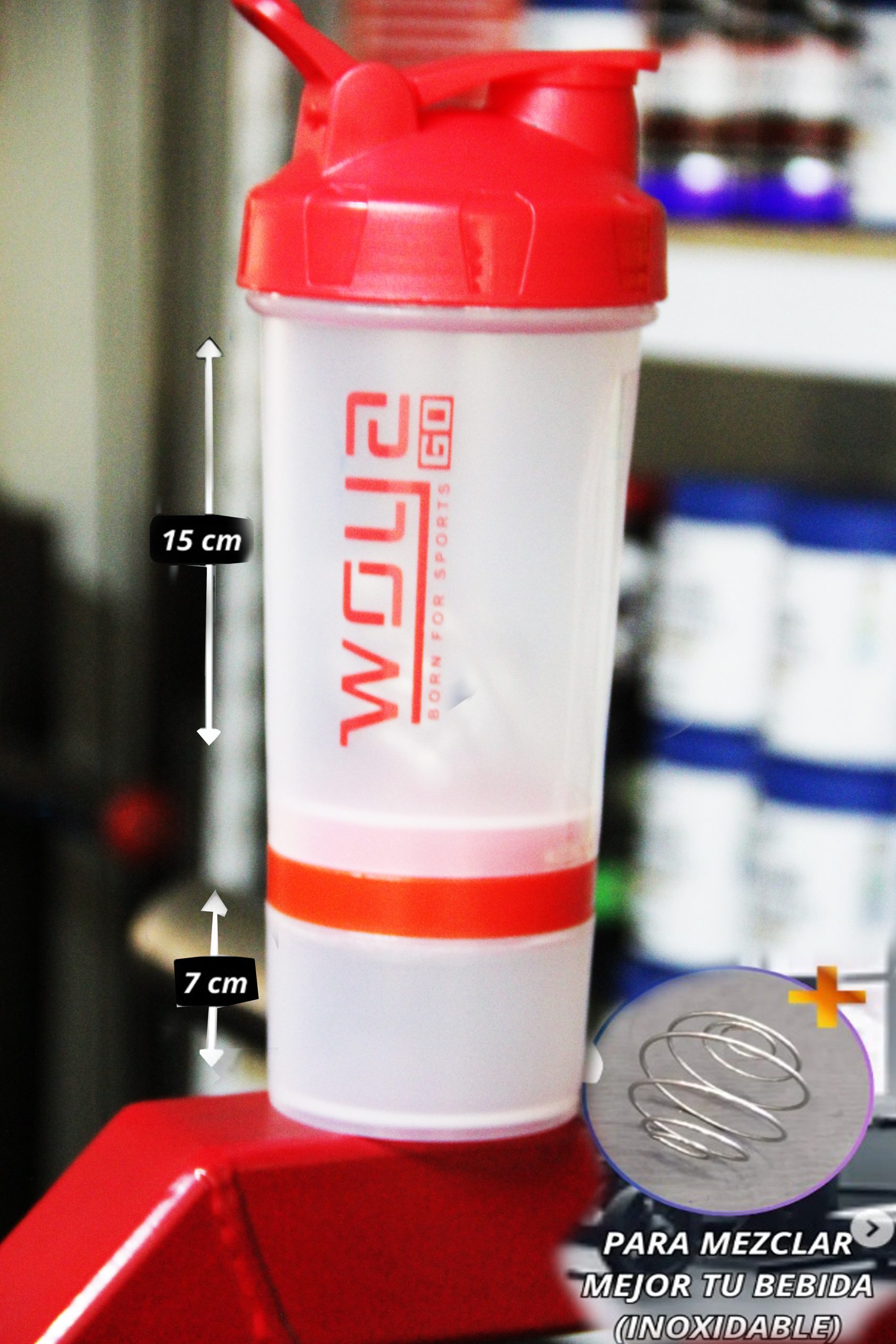 Shakers 500 ml con porta proteina y batidor de acero inoxidable