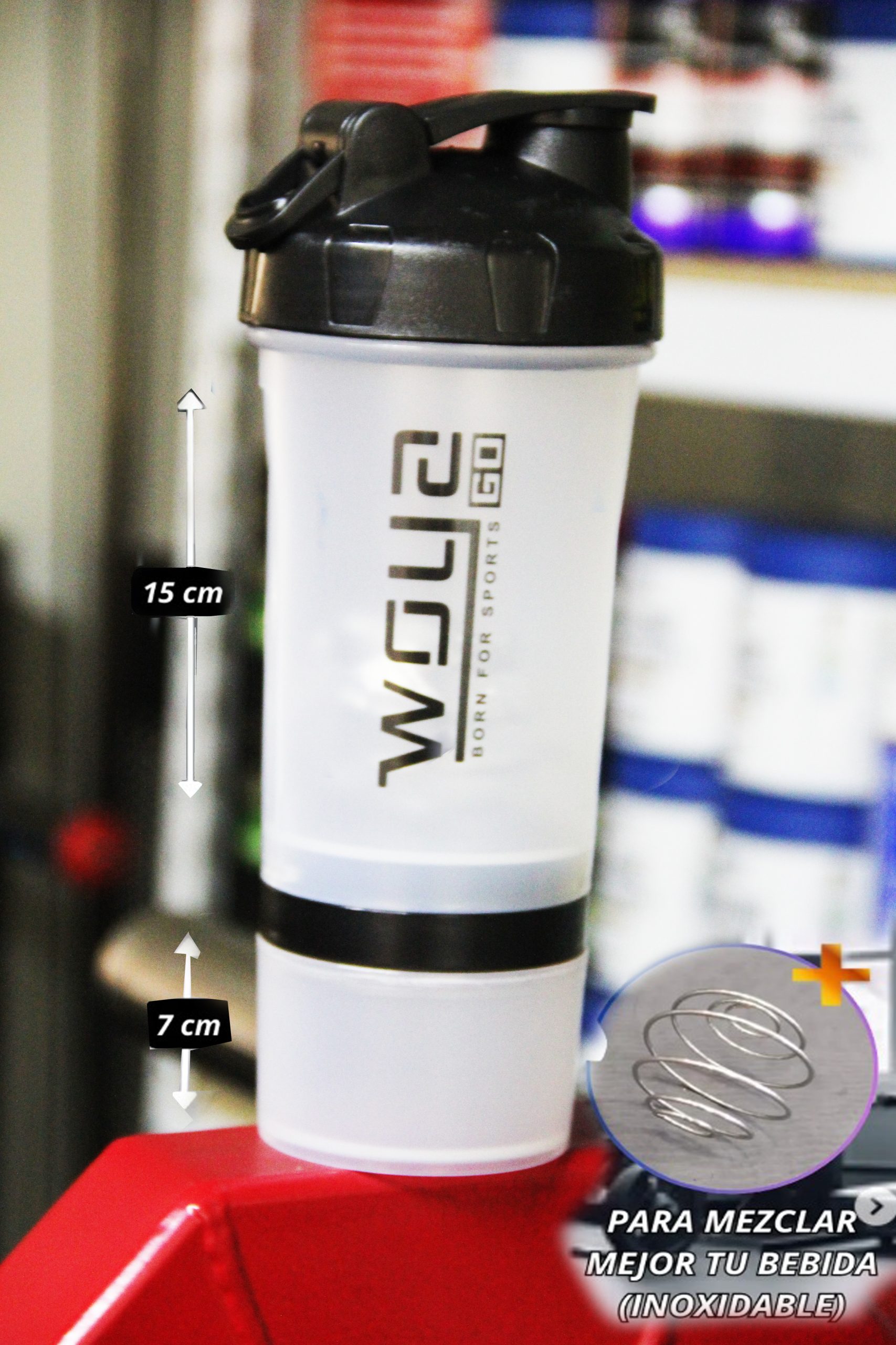 Shakers 500 ml con porta proteina y batidor de acero inoxidable - Imagen 5